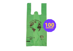 Bolsas Camisetas Compostables Verdes 40x50 100un
