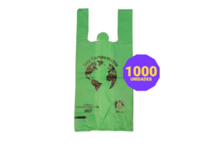 Bolsas Camisetas Compostables Verdes 40x50 1000un